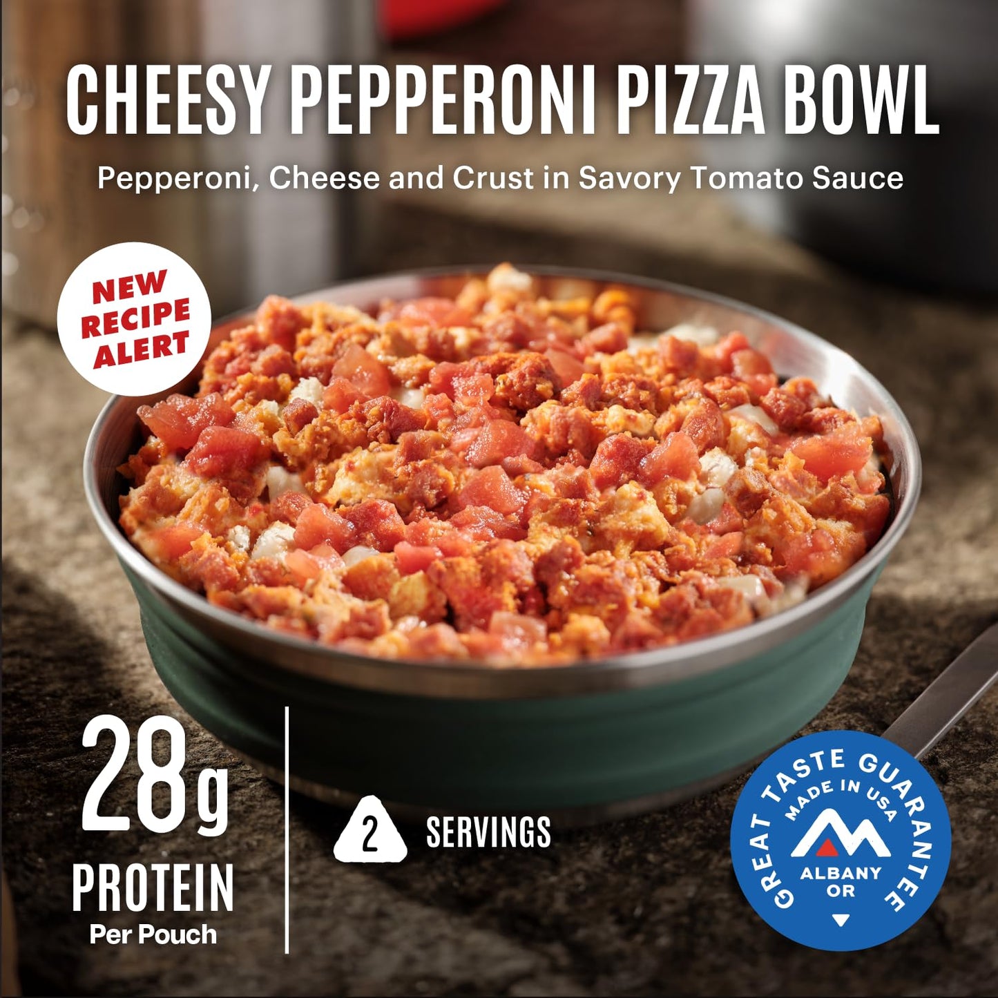 Cheesy Pepperoni Pizza Bowl | Freeze Dried Backpacking & Camping Food | 2 Servings