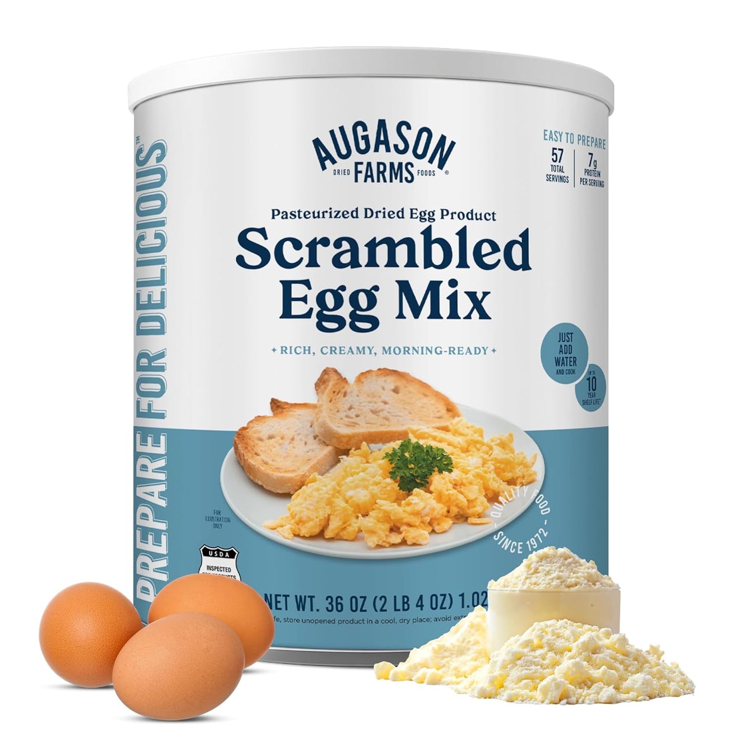 Pasteurized Scrambled Egg Mix Can – Emergency Food Supply, Dehydrated Scrambled Egg for Baking & Camping - Gluten Free Survival Food with Long Shelf Life - 57 Servings