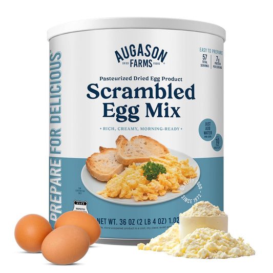 Pasteurized Scrambled Egg Mix Can – Emergency Food Supply, Dehydrated Scrambled Egg for Baking & Camping - Gluten Free Survival Food with Long Shelf Life - 57 Servings