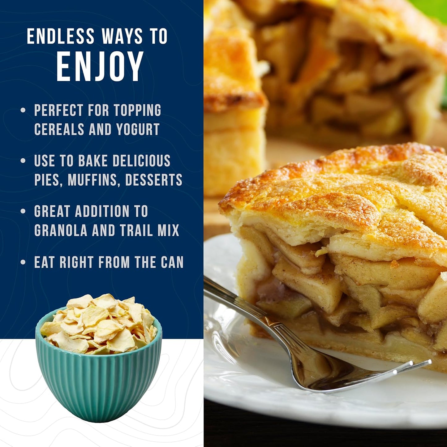 Dehydrated Apple Slices Can - Gluten Free Survival Food with Long Shelf Life - Emergency Food Supply for Camping, Prep & Everyday Meals - 20 Servings