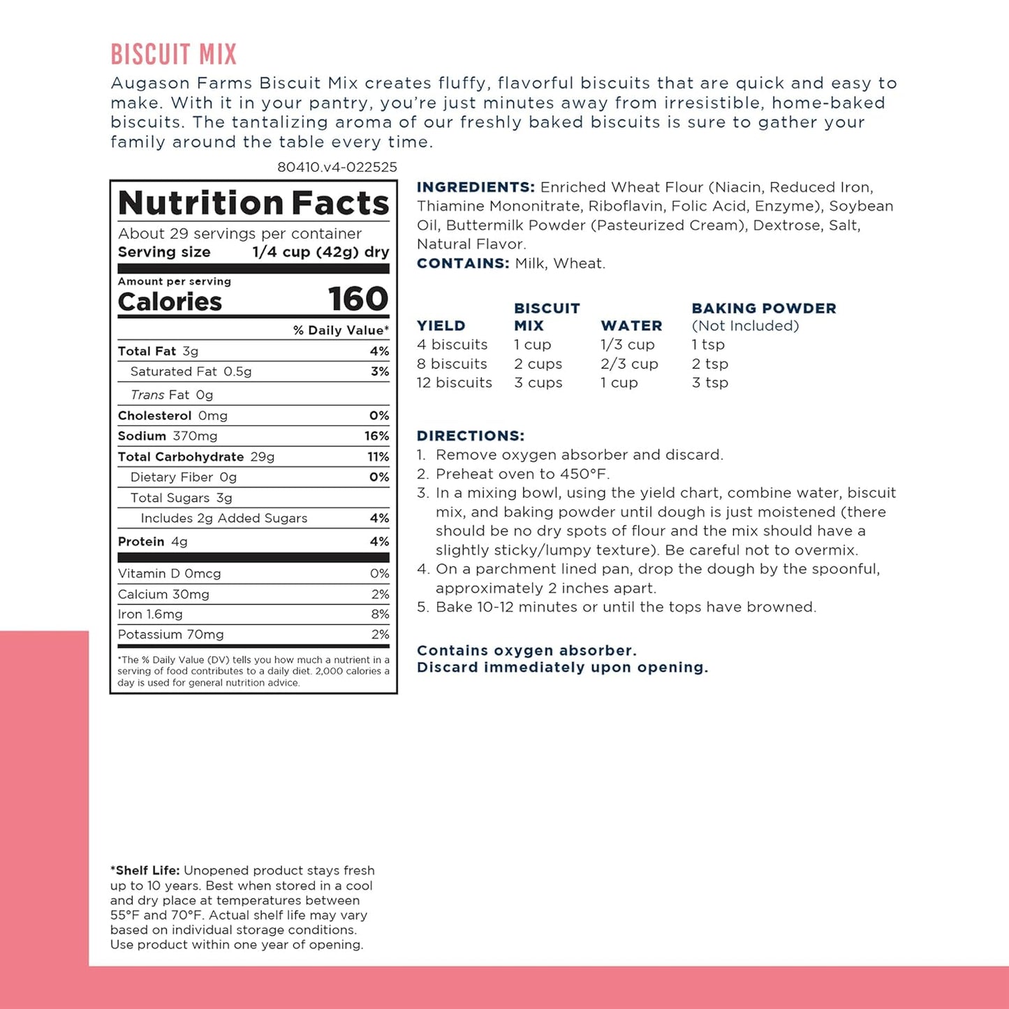 Buttermilk Biscuit Mix Can Emergency Food Supply, 29 Servings, 10 Year Shelf Life - Biscuit Mix Just Add Water and Baking Powder