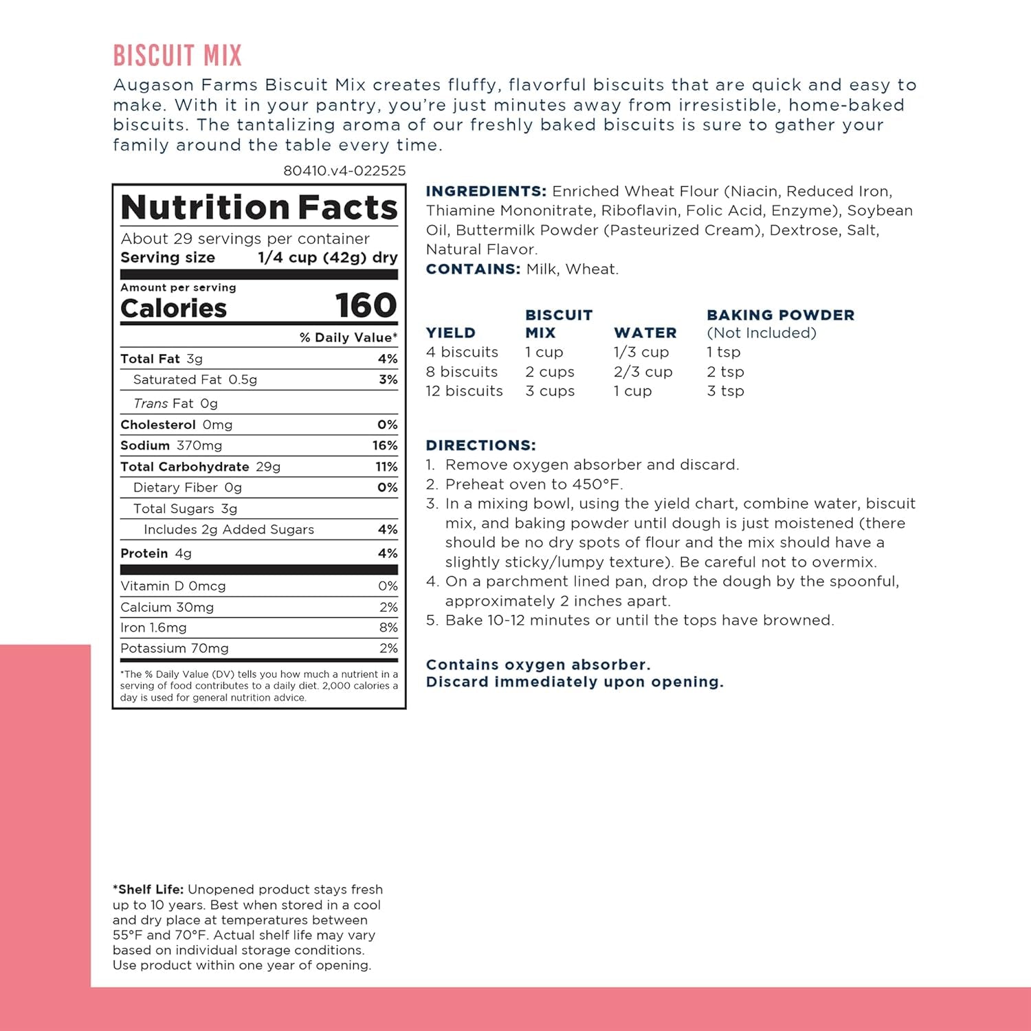 Buttermilk Biscuit Mix Can Emergency Food Supply, 29 Servings, 10 Year Shelf Life - Biscuit Mix Just Add Water and Baking Powder