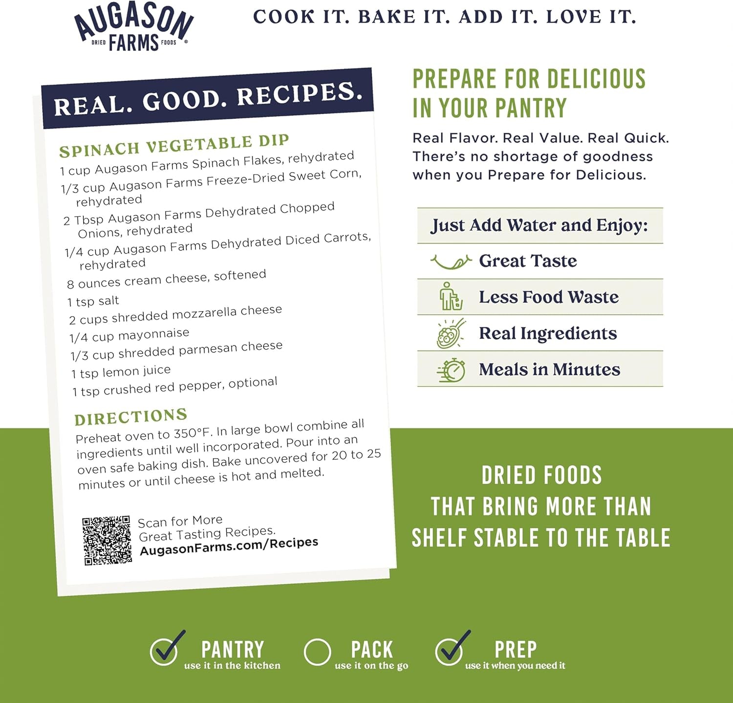 Dehydrated Spinach Flakes Emergency Food Supply, 45 Servings, 25 Year Shelf Life, 15 Calories per Serving - Dehydrated Meals, Survival Food Camping Essentials Can