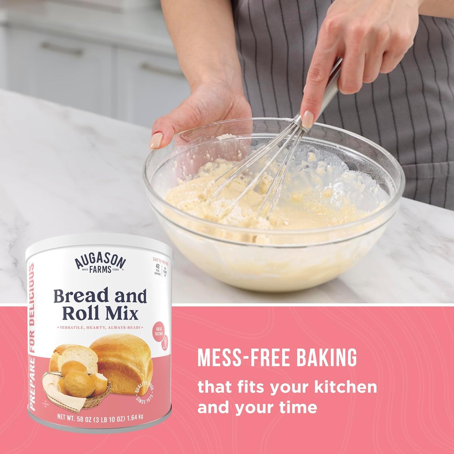 Bread and Roll Mix Can Emergency Food Supply, 48 Servings, 10 Year Shelf Life - Makes 6 Loaves or 72 Bread Rolls for Prepared Meals Ready to Eat