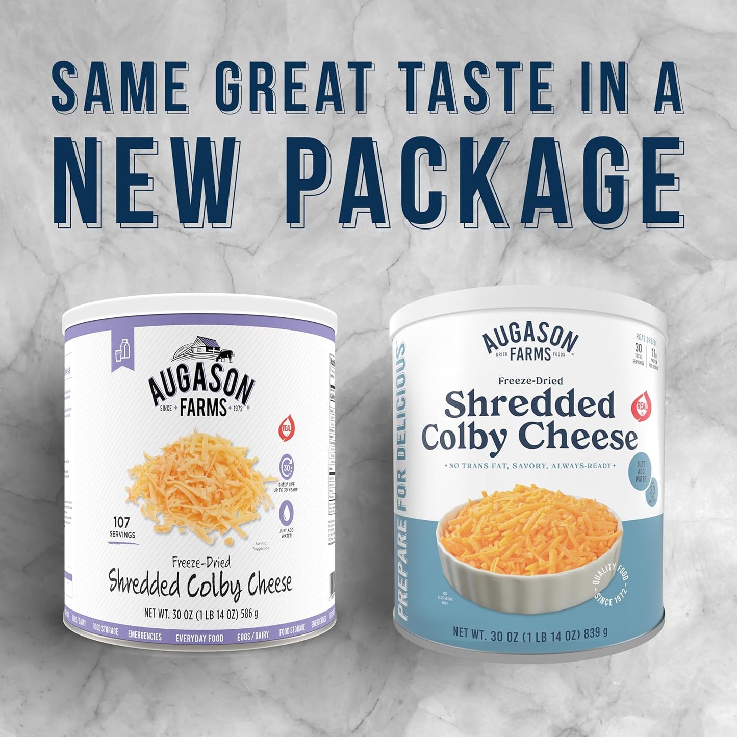Freeze Dried Shredded Colby Cheese Can, Emergency Food Supply, Everyday Meals, 30 Servings