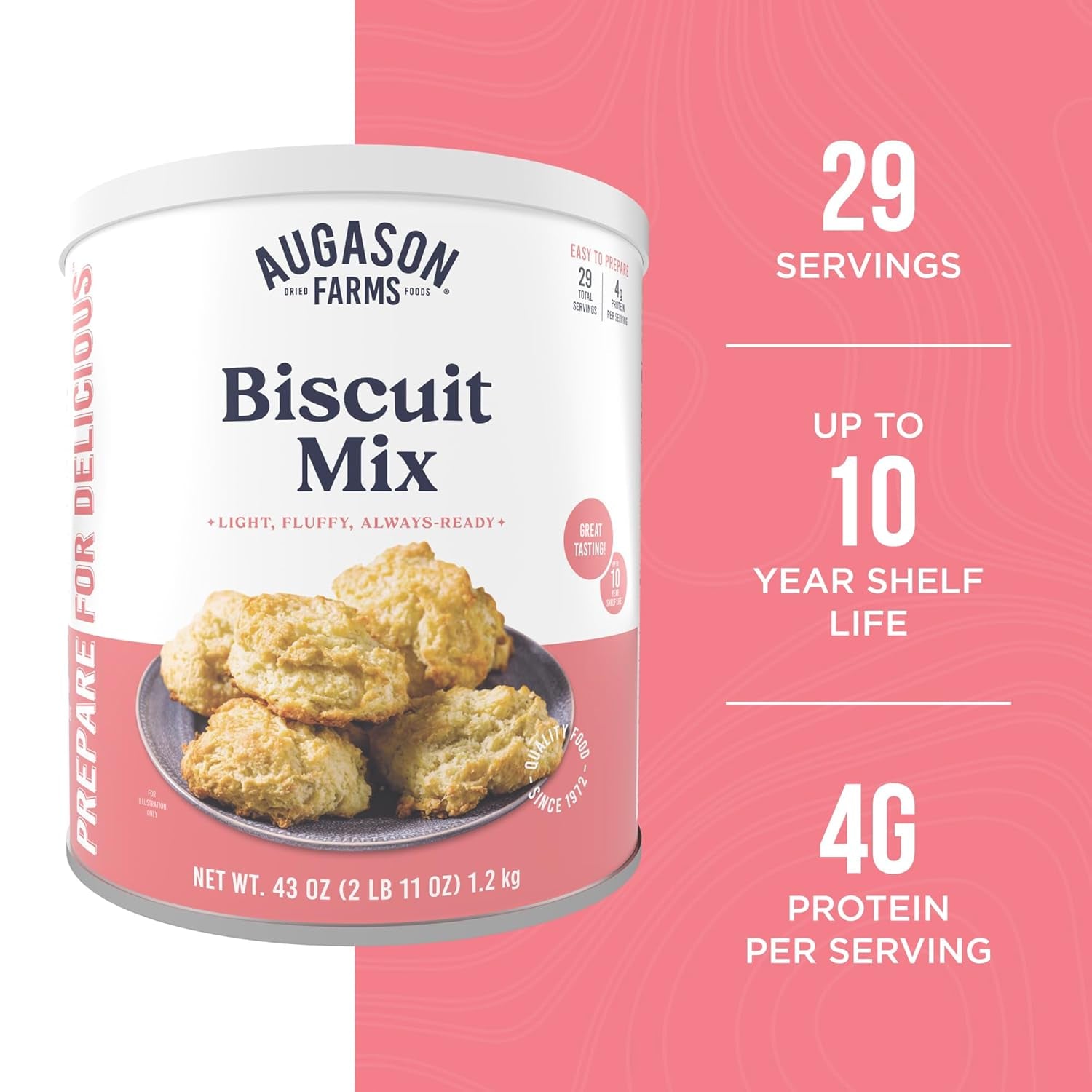 Buttermilk Biscuit Mix Can Emergency Food Supply, 29 Servings, 10 Year Shelf Life - Biscuit Mix Just Add Water and Baking Powder