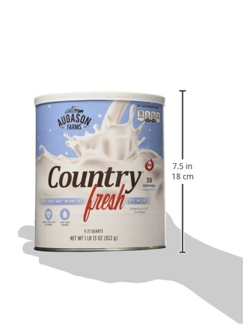 Country Fresh Instant Nonfat Dry Milk Powder, 39 Servings, 20 Year Shelf Life, Gluten Free - Canned Vitamin-Fortified Nonfat Milk Powder for Baking and Emergency Food Supplies