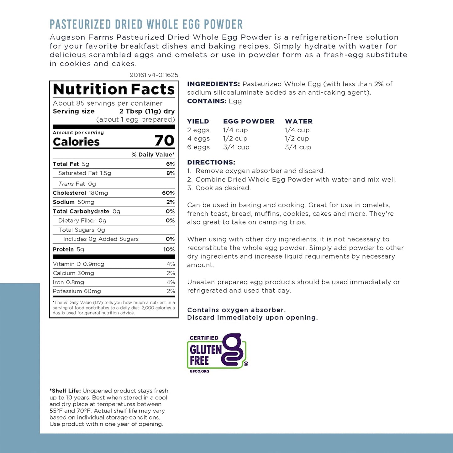 Dried Whole Egg Powder Can - Pasteurized Eggs for Kitchen Use, Baking Meals & Daily Use - Emergency Food Storage - Long Shelf Life Powdered Eggs - 85 Servings