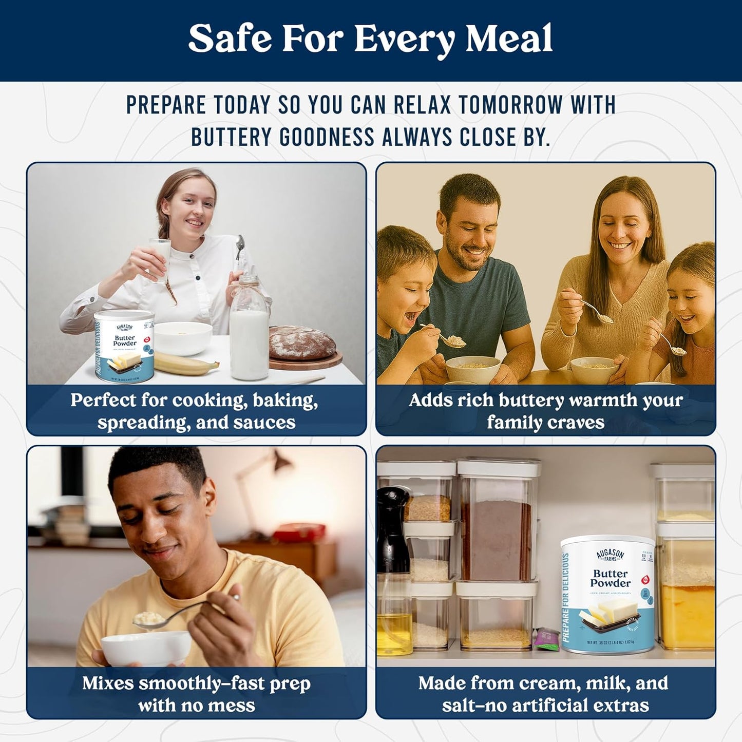 Butter Powder Mix Can Emergency Food Supply, 510 Servings, 10 Year Shelf Life, Certified Gluten Free, Made with Real Milk, 15 Calories per Serving - Dry Butter Powder Blend, Ingredient for Baking and Cooking