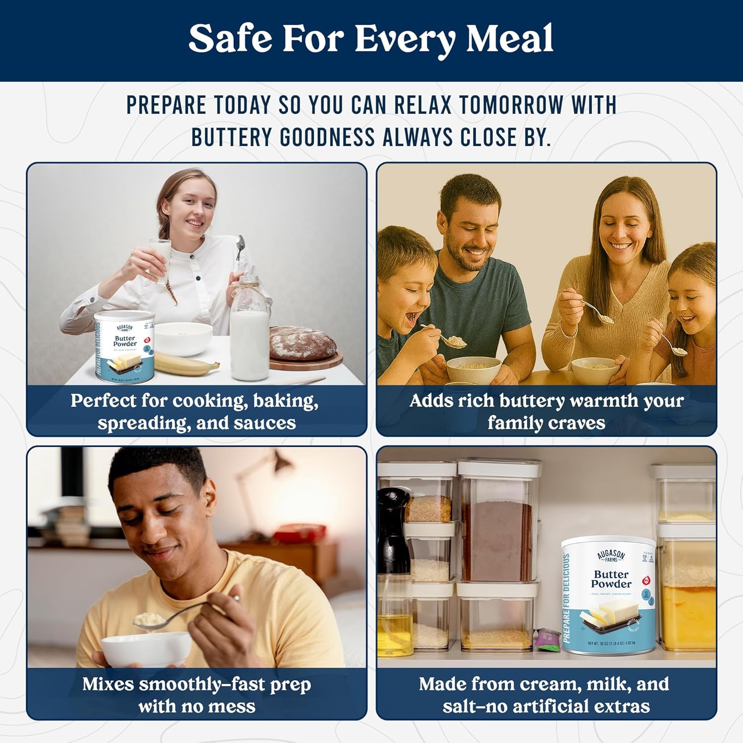 Butter Powder Mix Can Emergency Food Supply, 510 Servings, 10 Year Shelf Life, Certified Gluten Free, Made with Real Milk, 15 Calories per Serving - Dry Butter Powder Blend, Ingredient for Baking and Cooking