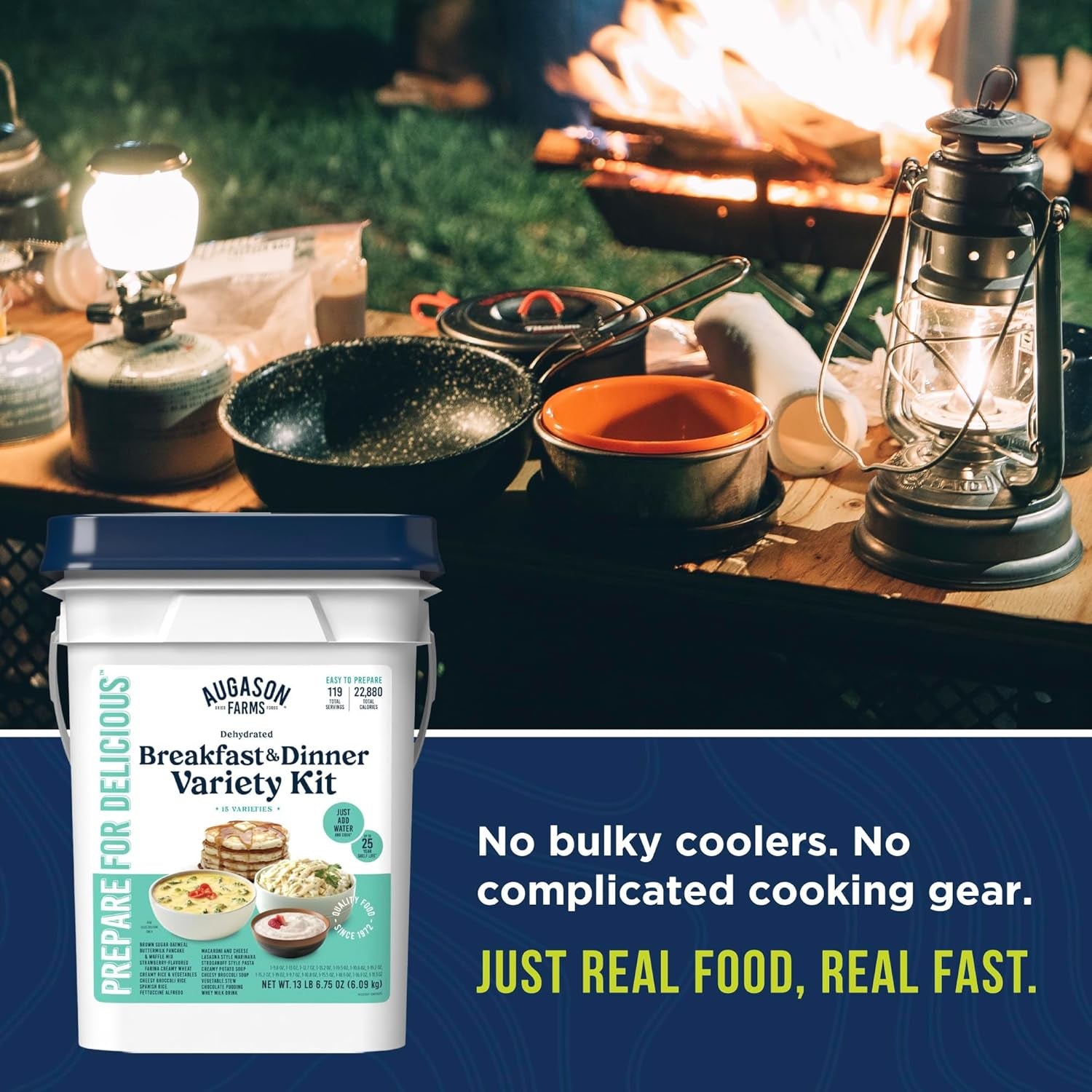 Breakfast and Dinner Variety Kit, Emergency Food Supply Dehydrated Meal Survival Bucket - 119 Servings