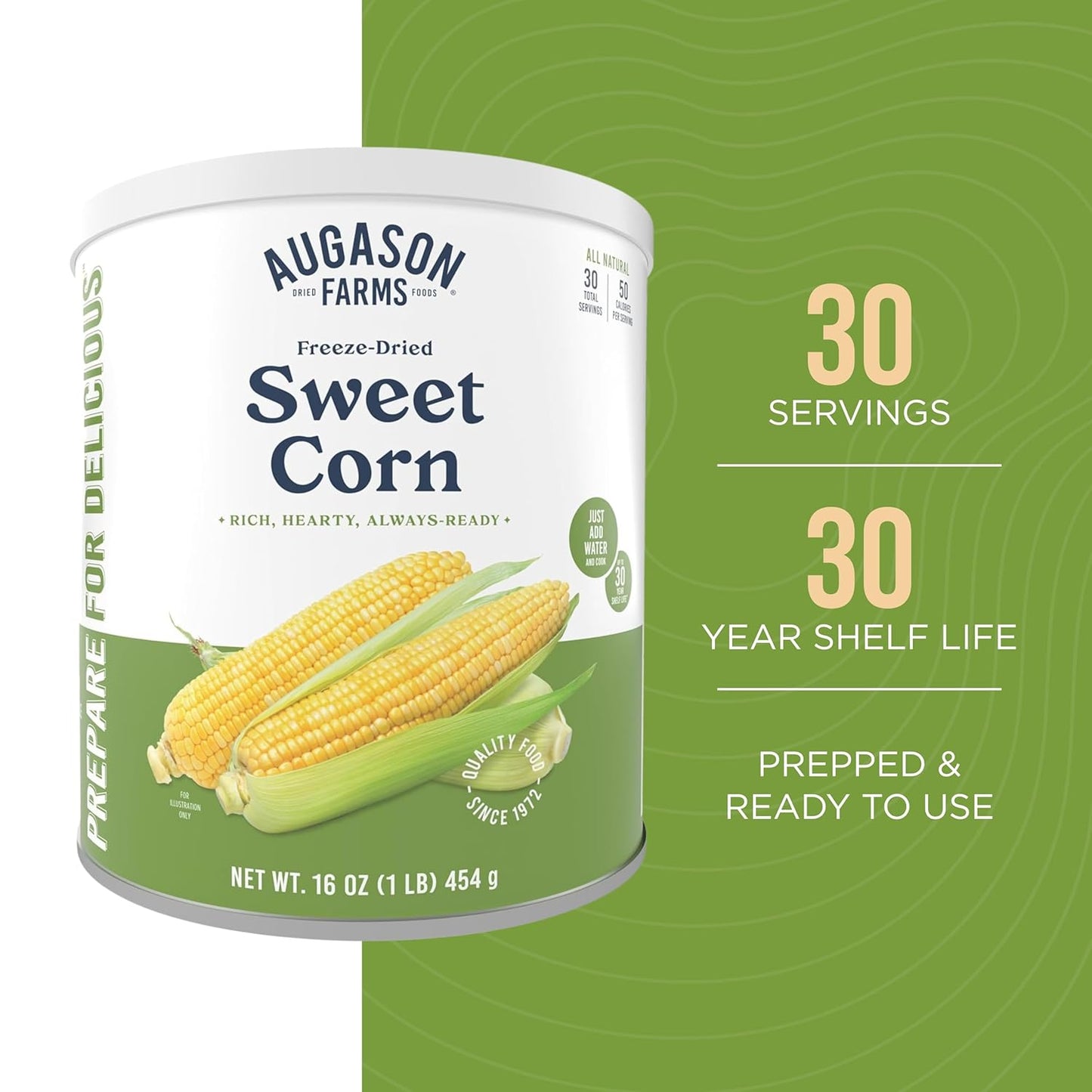 Freeze-Dried Sweet Corn Emergency Food Supply, 30 Servings, 30 Year Shelf Life, Great for Cooking, Side Dishes, and Snacks - Dehydrated Meals, Survival Food Camping Essentials Can