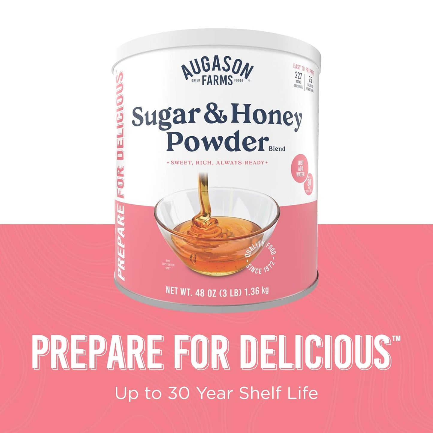 Sugar and Honey Powder Mix Can Emergency Food Supply, 227 Servings, 30 Year Shelf Life - Dry Honey and Sugar Powder Blend Sweetener for Baking and Cooking