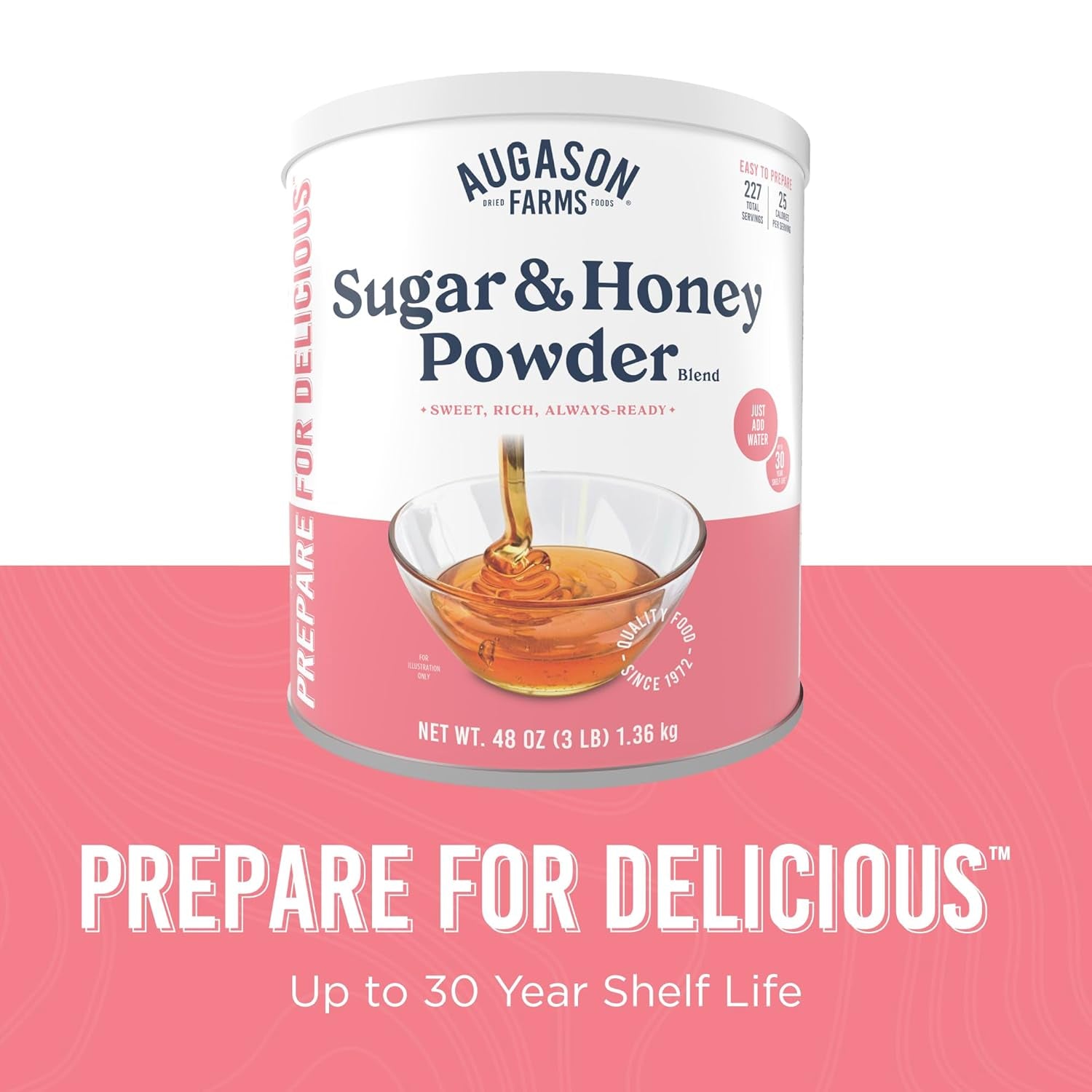 Sugar and Honey Powder Mix Can Emergency Food Supply, 227 Servings, 30 Year Shelf Life - Dry Honey and Sugar Powder Blend Sweetener for Baking and Cooking