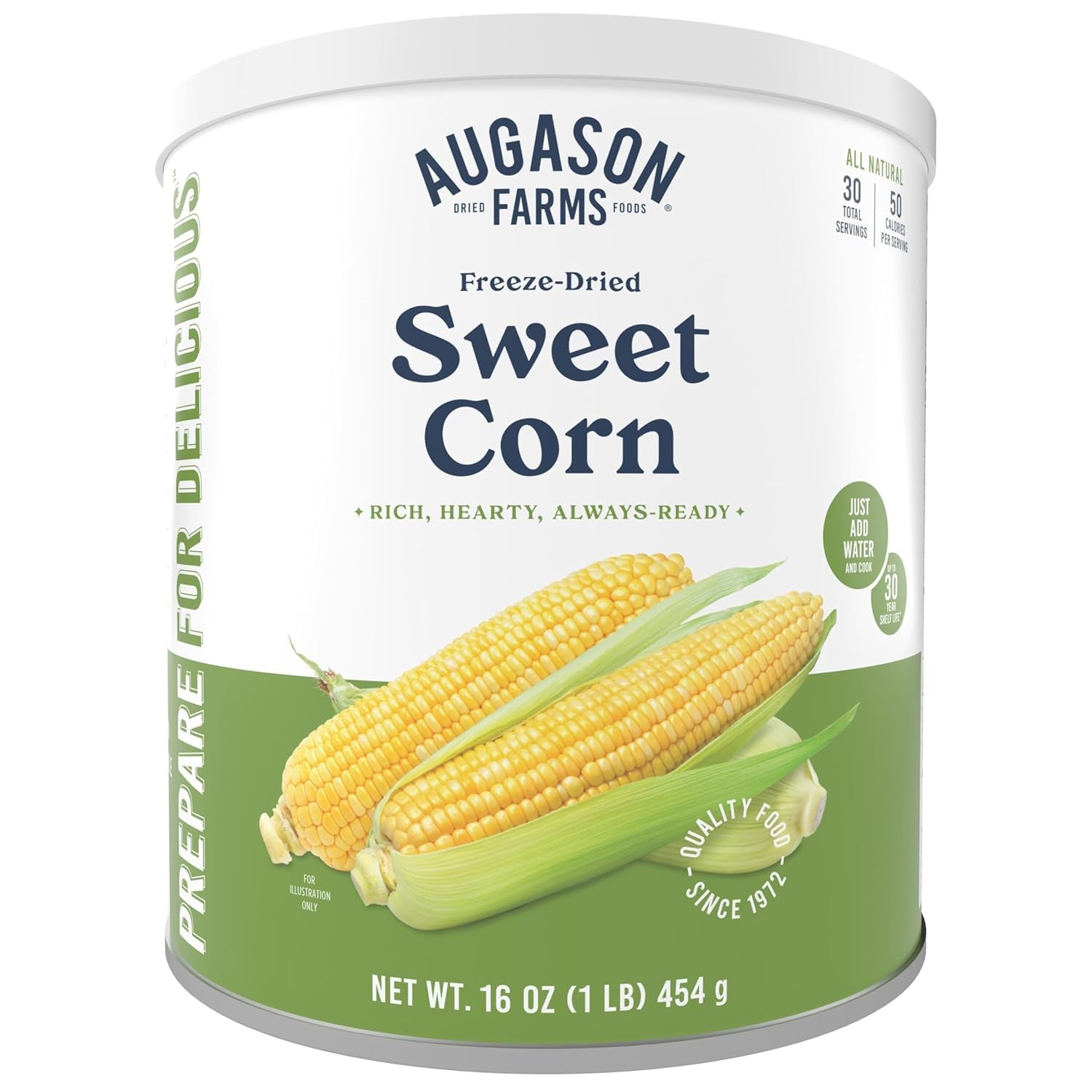 Freeze-Dried Sweet Corn Emergency Food Supply, 30 Servings, 30 Year Shelf Life, Great for Cooking, Side Dishes, and Snacks - Dehydrated Meals, Survival Food Camping Essentials Can
