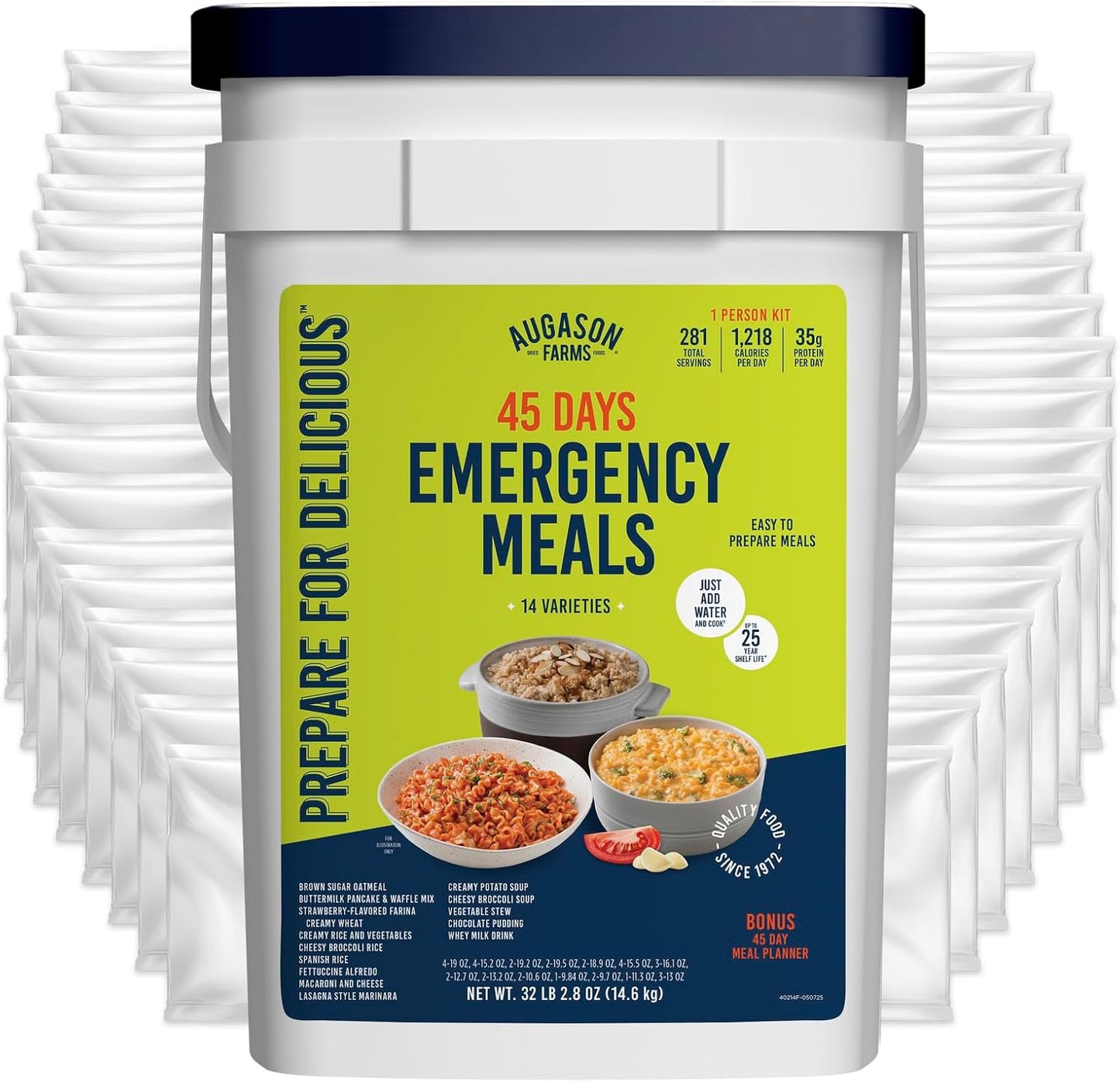 45 Day Emergency Food Supply Kit, Dehydrated Meal Survival Food Bucket