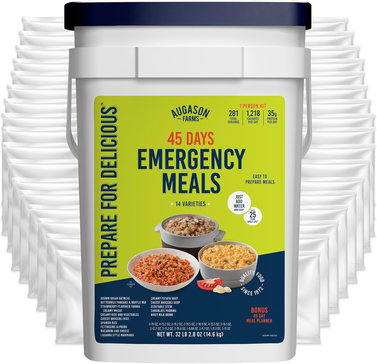 45 Day Emergency Food Supply Kit, Dehydrated Meal Survival Food Bucket