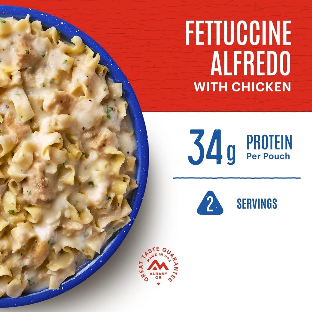 Fettuccine Alfredo with Chicken | Freeze Dried Backpacking & Camping Food | 2 Servings