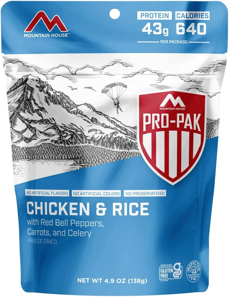 Chicken & Rice Pro-Pak | Freeze Dried Backpacking & Camping Food | One Serving |Gluten-Free