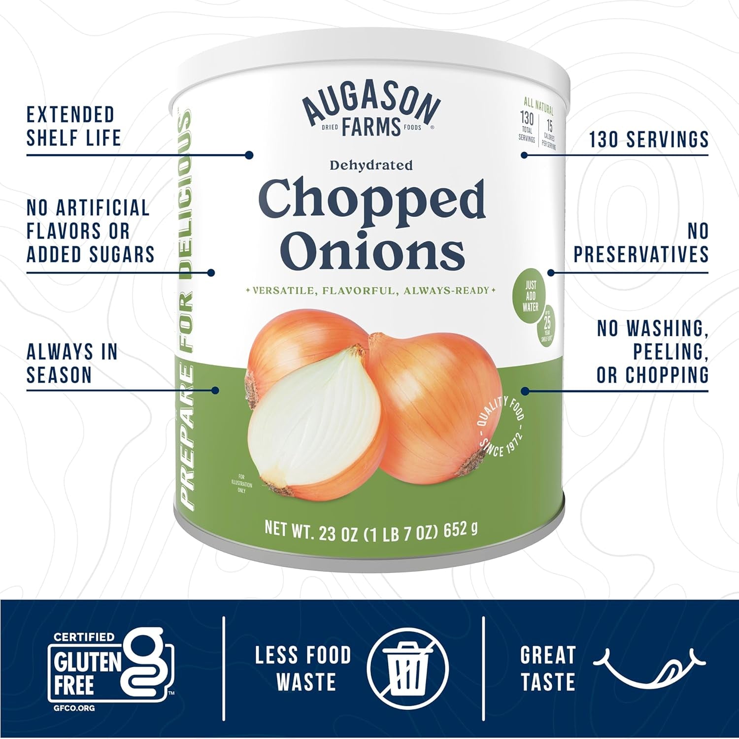 Dehydrated Chopped Onions Can, Emergency Food Supply, Everyday Meals, 130 Servings