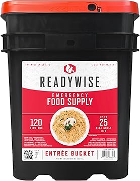 Emergency Food Supply - 120 Servings Favorites Sample Bucket, Survival Food Kit, Freeze Dried Prepper Food & Dehydrated Meals for Camping Essentials & Backpacking, up to 25 Year Shelf Life