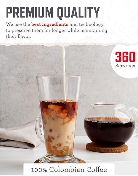 Emergency Food Supply - 360 Servings Freeze Dried Coffee Bucket, Survival Food, Instant Coffee Packets for Backpacking, Camping Essentials & Prepping Supplies, up to 15 Year Shelf Life