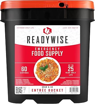 Entrée Bucket - 60 Servings, Emergency Food Supply for Survival Kit, Protein Meals, Freeze Dried Food, Ready to Eat Camping & Road Trip Essentials, up to 25 Year Shelf Stable Life