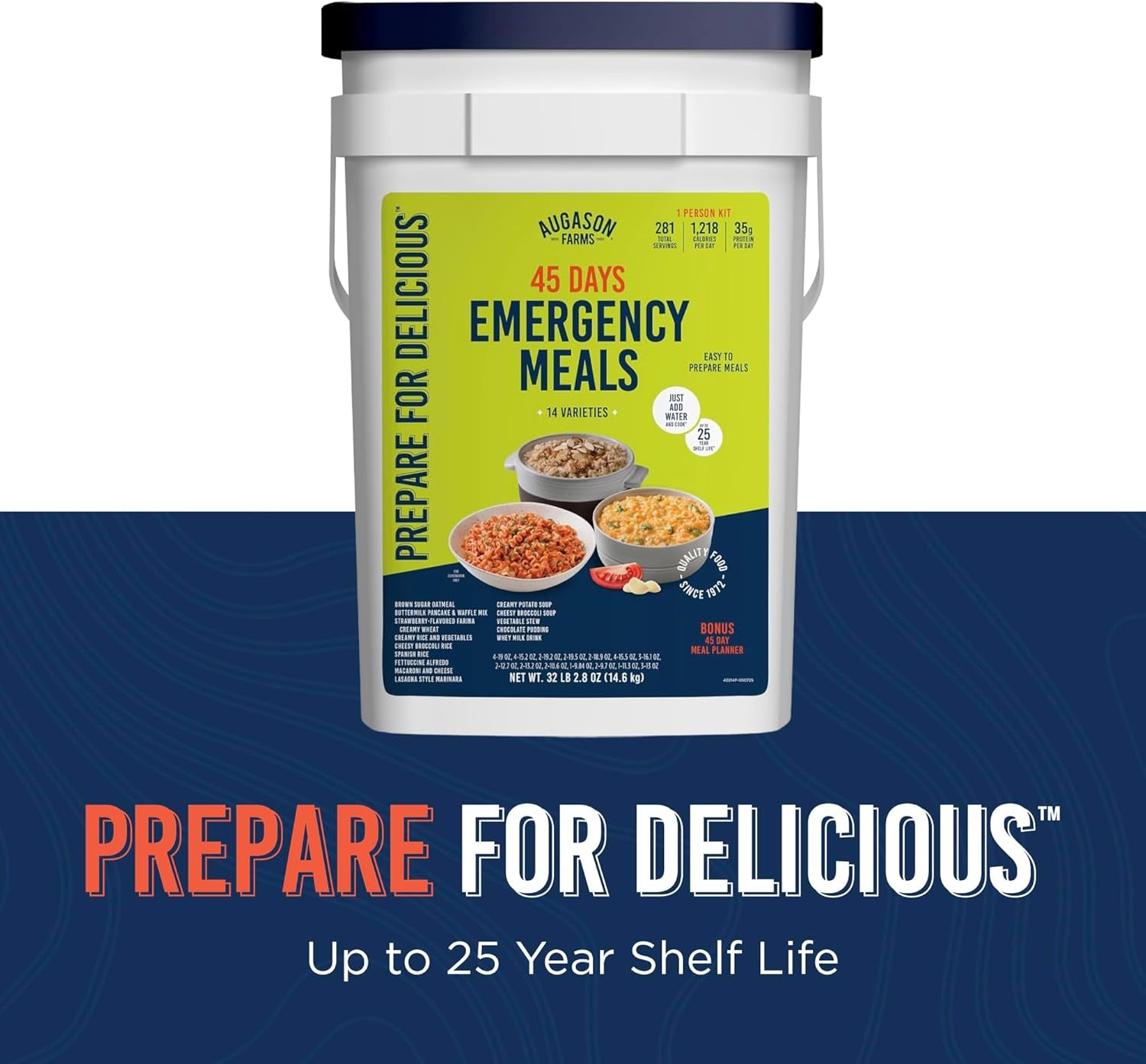 45 Day Emergency Food Supply Kit, Dehydrated Meal Survival Food Bucket