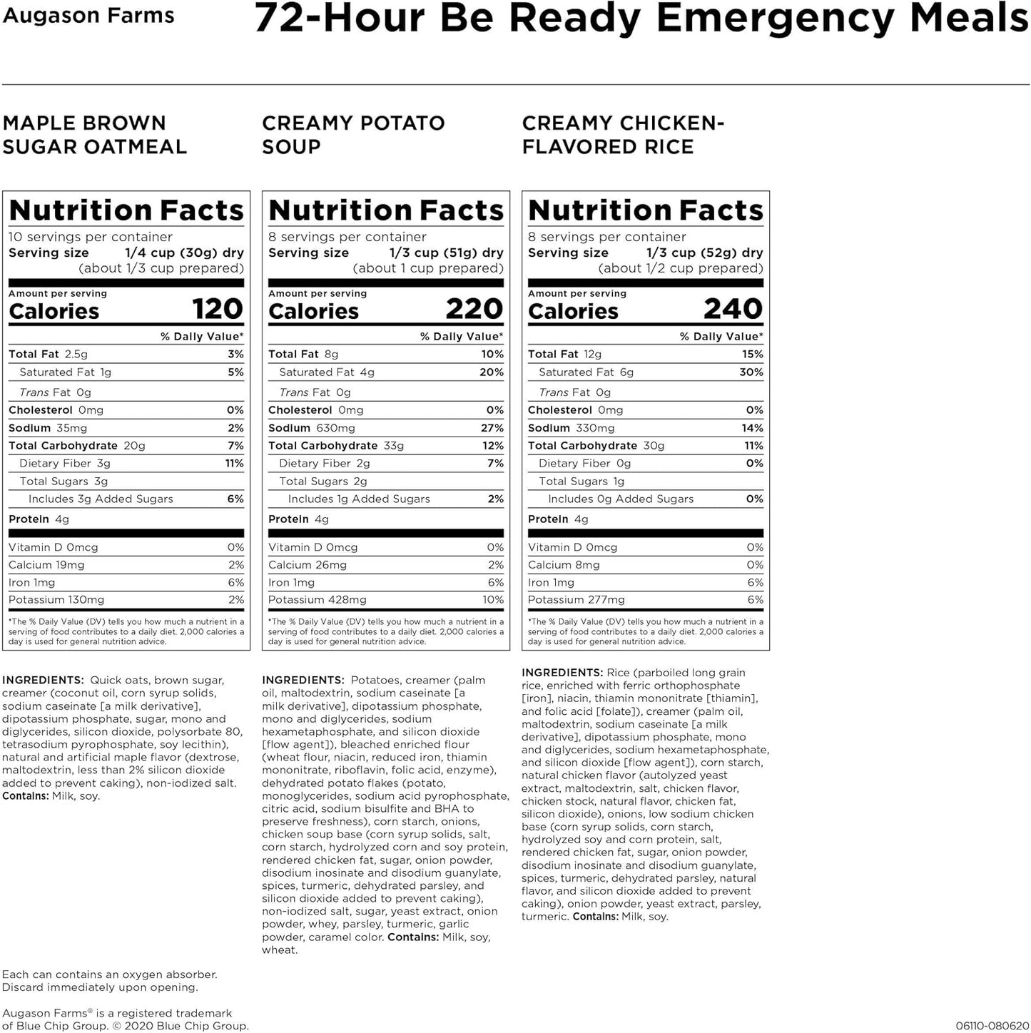 72-Hour Be Ready Emergency Meal Kit, White, Small