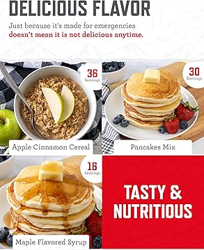 Emergency Food Supply - 120 Servings Breakfast Bucket, Freeze Dried & Dehydrated Meals, Survival Food Kit for Backpacking, Camping Essentials & Prepping Supplies, up to 25 Year Shelf Life