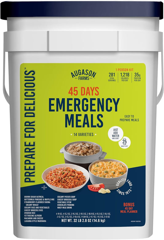 45 Day Emergency Food Supply Kit, Dehydrated Meal Survival Food Bucket