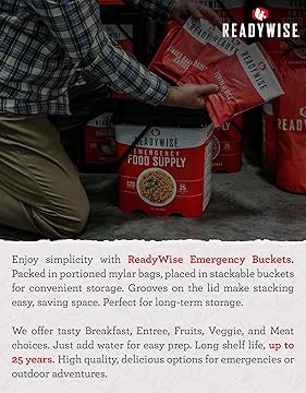 Emergency Food Supply - 120 Servings Favorites Sample Bucket, Survival Food Kit, Freeze Dried Prepper Food & Dehydrated Meals for Camping Essentials & Backpacking, up to 25 Year Shelf Life
