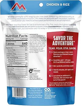 Chicken & Rice Pro-Pak | Freeze Dried Backpacking & Camping Food | One Serving |Gluten-Free