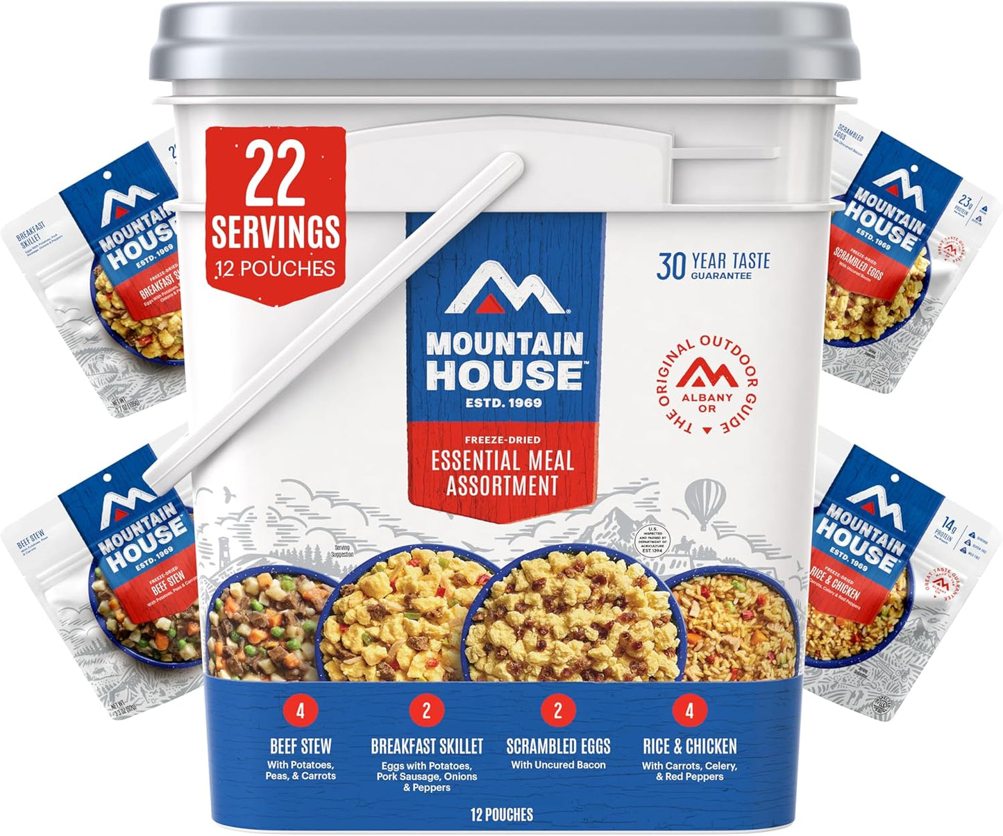 Emergency Meal Assortment Kits, Freeze-Dried Survival Food Kit for Disaster Preparedness & Long-Term Storage, 30-Year Shelf Life