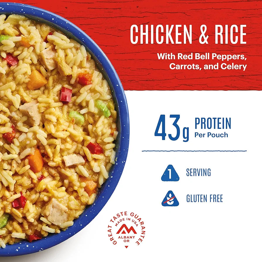 Chicken & Rice Pro-Pak | Freeze Dried Backpacking & Camping Food | One Serving |Gluten-Free