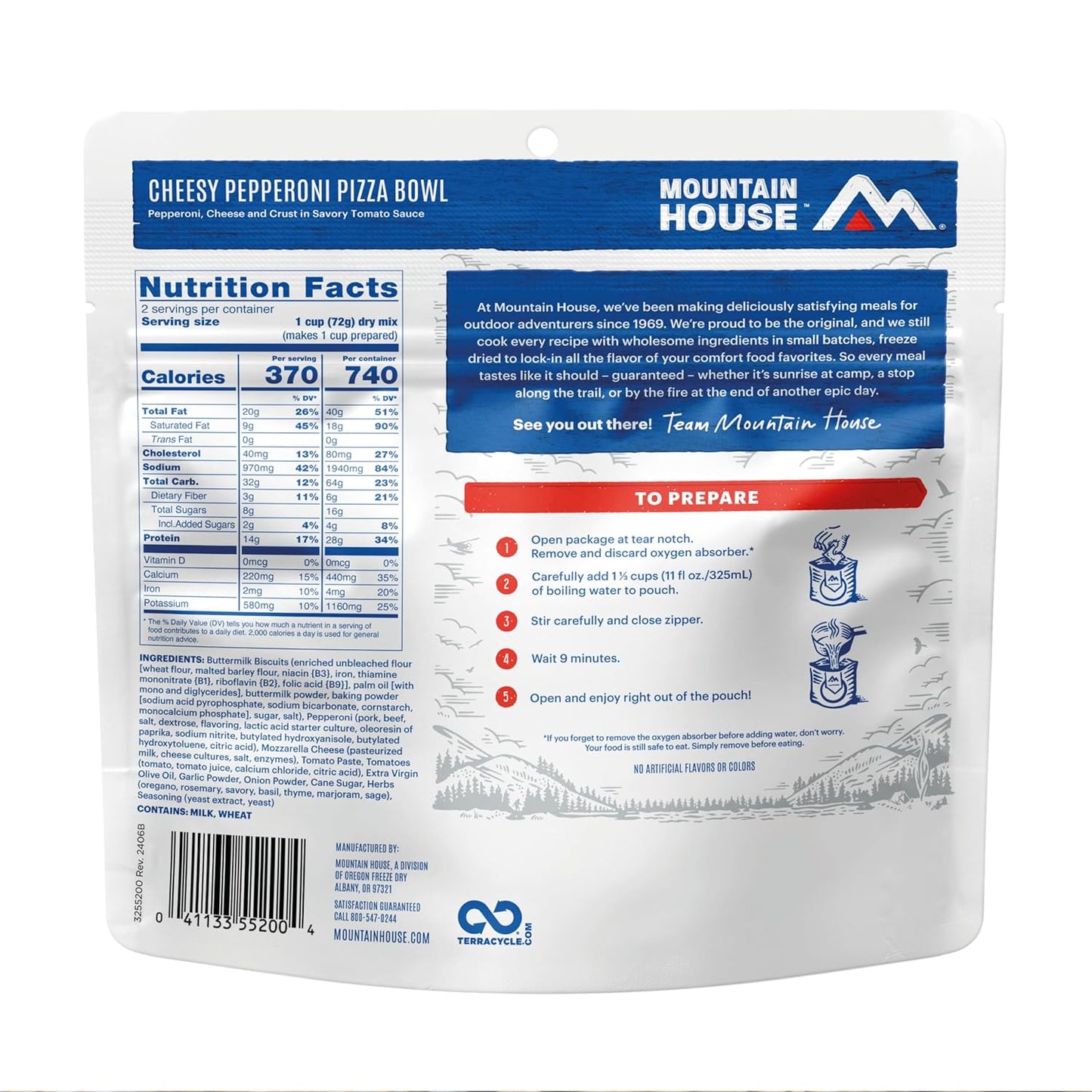 Cheesy Pepperoni Pizza Bowl | Freeze Dried Backpacking & Camping Food | 2 Servings