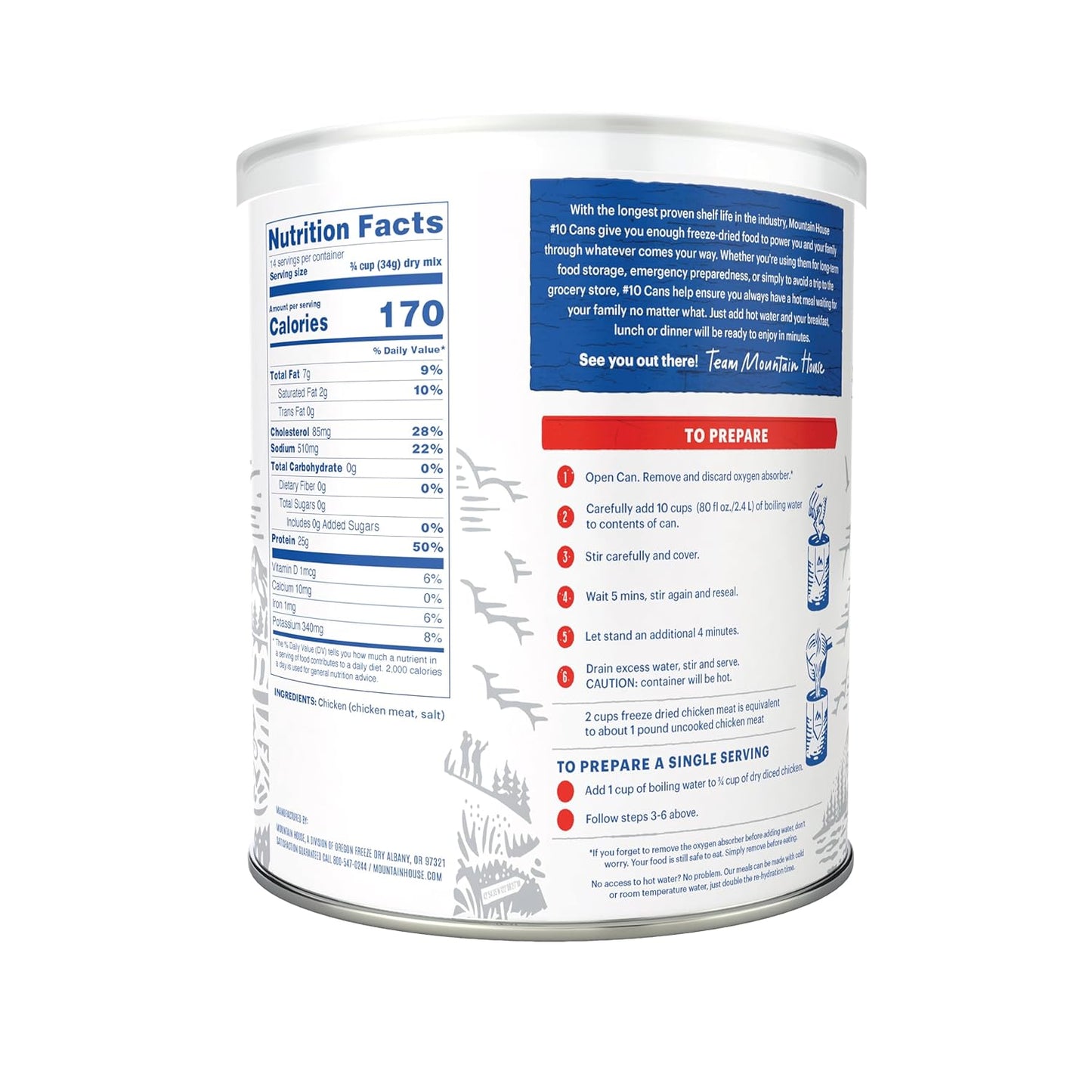 Diced Chicken #10 Can Freeze Dried Survival & Emergency Food Gluten-Free 14 Servings