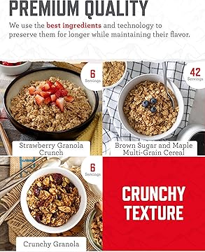 Emergency Food Supply - 120 Servings Breakfast Bucket, Freeze Dried & Dehydrated Meals, Survival Food Kit for Backpacking, Camping Essentials & Prepping Supplies, up to 25 Year Shelf Life