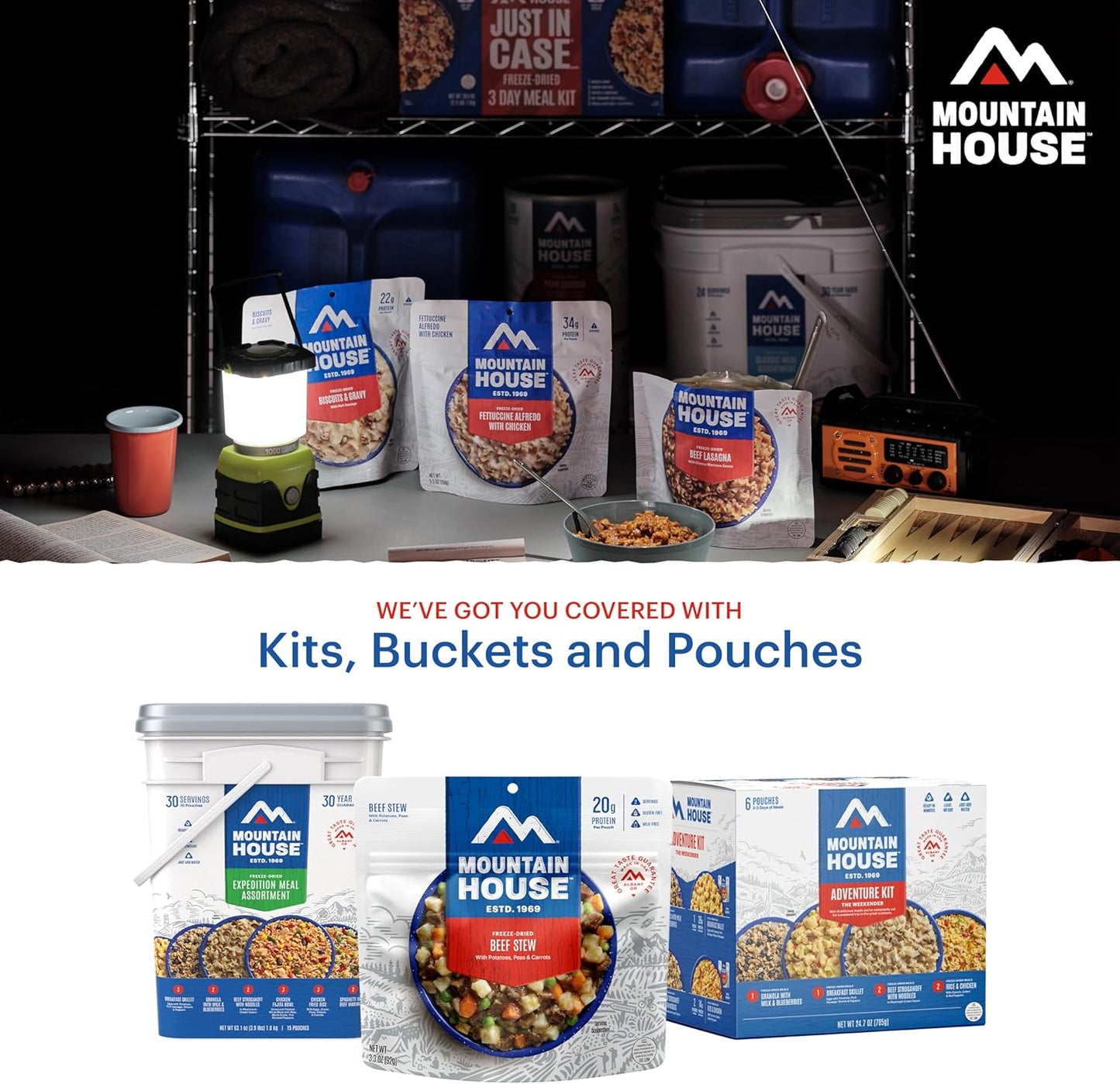 Emergency Meal Assortment Kits, Freeze-Dried Survival Food Kit for Disaster Preparedness & Long-Term Storage, 30-Year Shelf Life