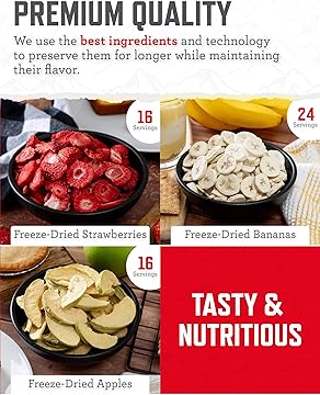 Emergency Food Supply - 104 Servings Freeze Dried Fruit and Vegetables Bucket, Protein Meals, Camping Essentials for Survival Food, Disaster Prepping Supplies, up to 25 Year Shelf Life