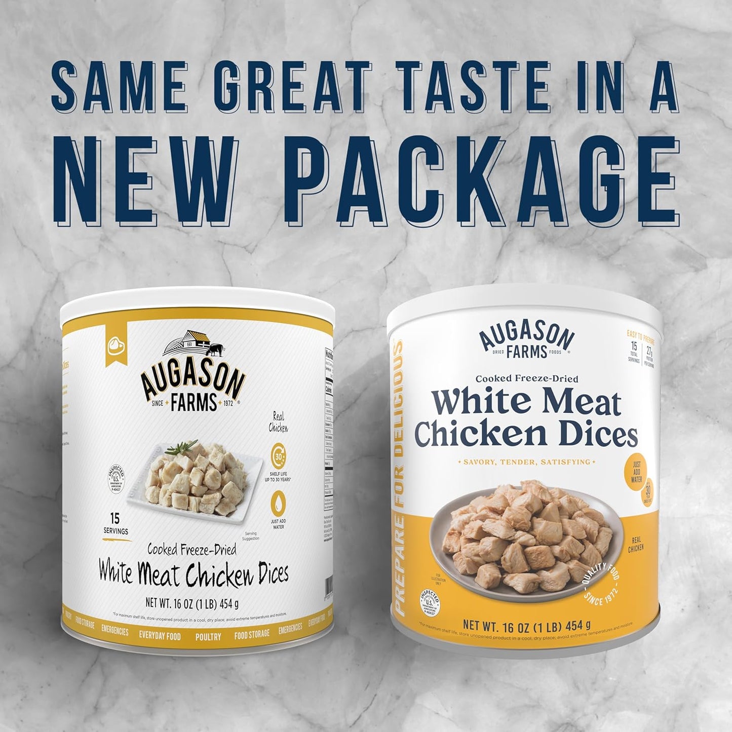 Cooked Freeze Dried White Meat Chicken Dices Can, Emergency Food Supply, Everyday Meals, 15 Servings