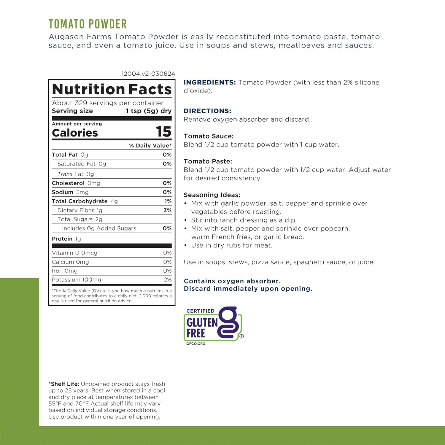 Tomato Powder Can, Emergency Food Supply, Everyday Meals, 329 Servings