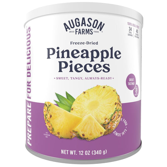 Freeze Dried Pineapple Pieces Can, Emergency Food Supply, Everyday Meals, 34 Servings