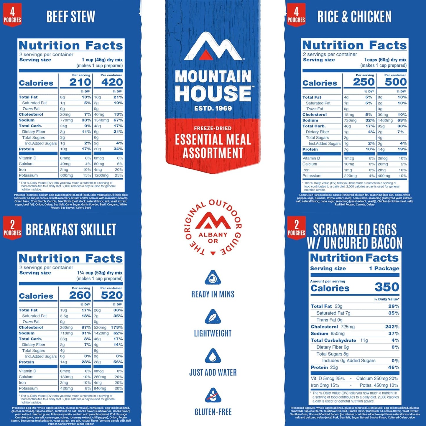 Emergency Meal Assortment Kits, Freeze-Dried Survival Food Kit for Disaster Preparedness & Long-Term Storage, 30-Year Shelf Life