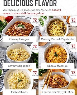 Emergency Food Supply - 1440 Servings Breakfast & Entrée Buckets, Protein Meals & Freeze Dried Bulk Food, Survival Kit for Backpacking & Camping Essentials, up to 25 Year Shelf Life