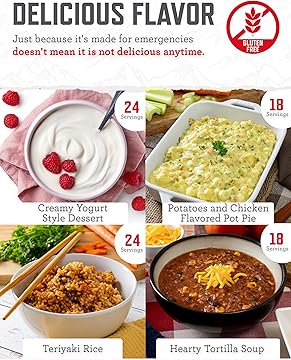 Emergency Food Supply - 84 Servings Gluten Free Survival Food Bucket, Dehydrated Meals & Freeze Dried Food for Backpacking, Camping Essentials & Emergency Supplies, up to 25 Year Shelf Life
