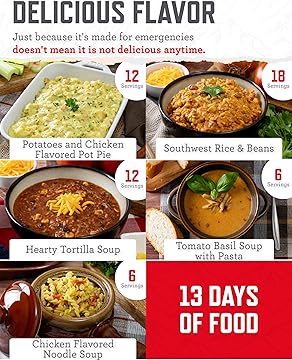 Emergency Food Supply - 120 Servings Favorites Sample Bucket, Survival Food Kit, Freeze Dried Prepper Food & Dehydrated Meals for Camping Essentials & Backpacking, up to 25 Year Shelf Life
