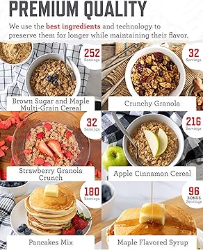 Emergency Food Supply - 1440 Servings Breakfast & Entrée Buckets, Protein Meals & Freeze Dried Bulk Food, Survival Kit for Backpacking & Camping Essentials, up to 25 Year Shelf Life