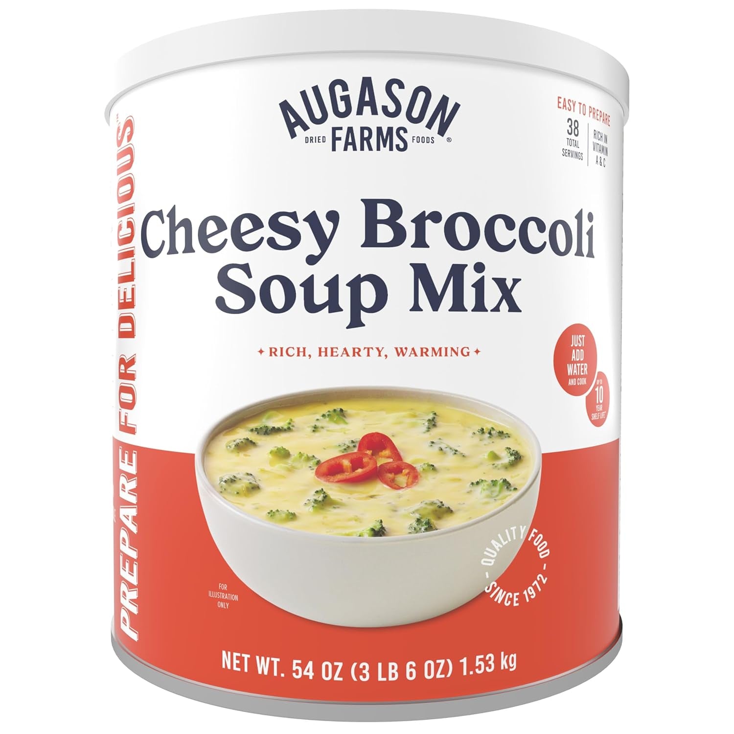 Cheesy Broccoli Soup Mix Can, Emergency Food Supply, Everyday Meals, 38 Servings