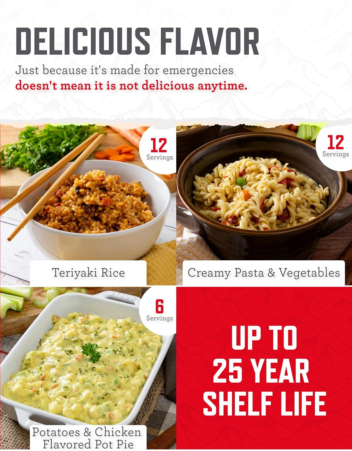 7 Day Emergency Food Supply – 60 Servings Grab Bag, Camping Essentials, Freeze Dried Survival Food Kit & Dehydrated Meals, Prepper Bug Out Bag & Hurricane Supplies, up to 25 Year Shelf Life